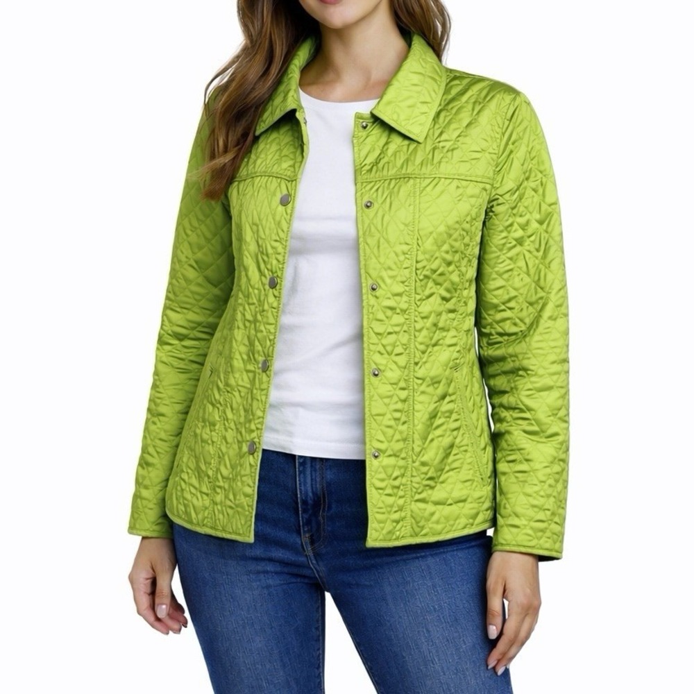 COCOON HOUSE Lime Green Quilted Jacket sz M Lightweight Business Casual Layer